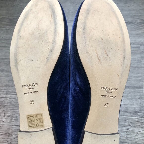 Paola Zuin navy blue velvet loafer shoes - Picture 4 of 6